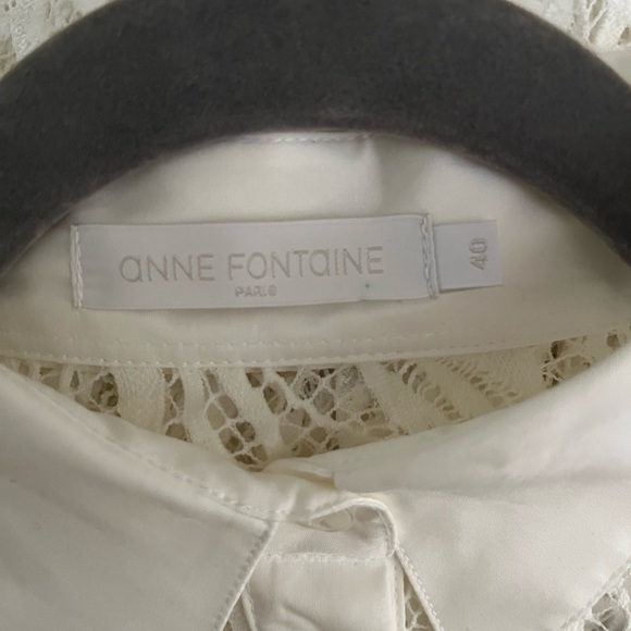 Anne Fontaine Ellie 3/4 Sleeve Contemporary White Lace Blouse Size M EU40 sheer - Picture 9 of 9
